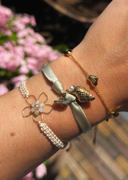 Schelp armband groen