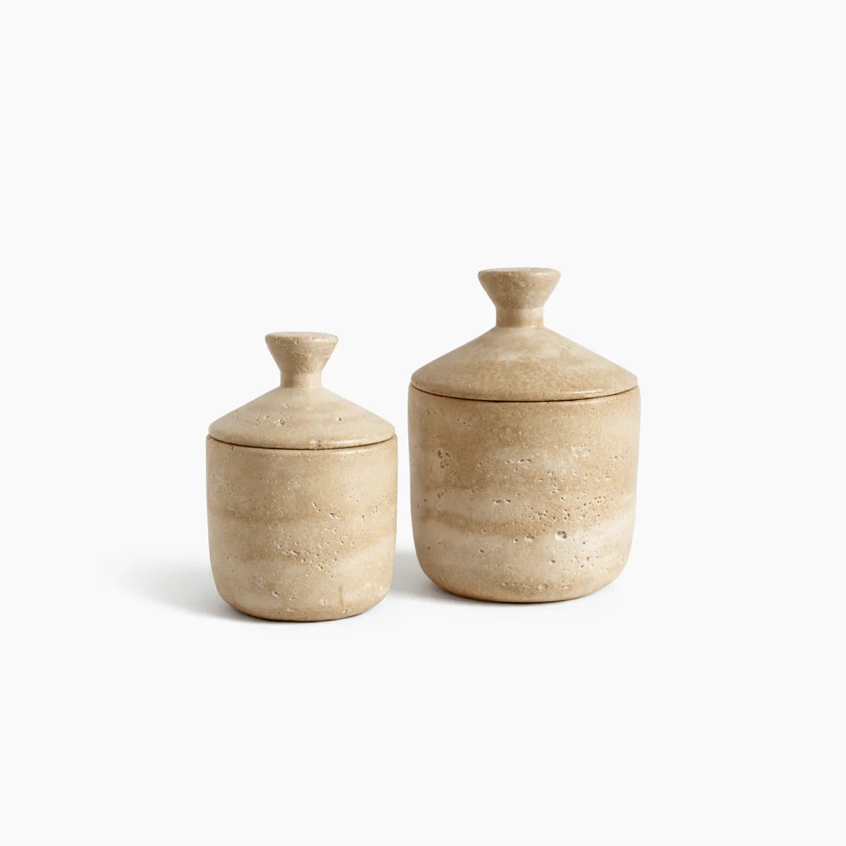 Travertin opbergpot met deksel